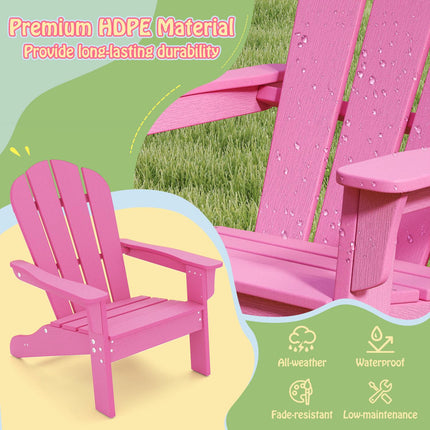 Kids Adirondack Chair, High Back, All-Weather HIPS, Pink