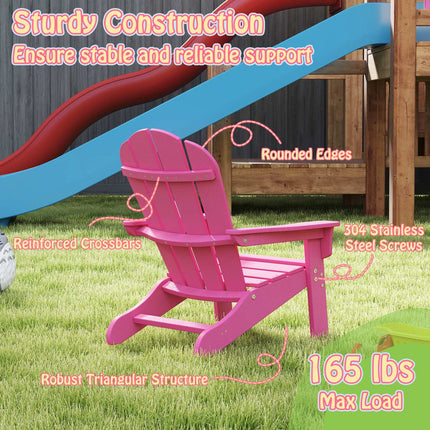 Kids Adirondack Chair, High Back, All-Weather HIPS, Pink