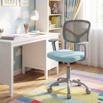 Kids Adjustable Desk Chair with Swivel Wheels – Blue