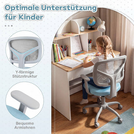 Kids Adjustable Desk Chair with Swivel Wheels – Blue