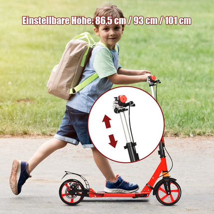Kids' Adjustable Kick Scooter, Foldable, Red