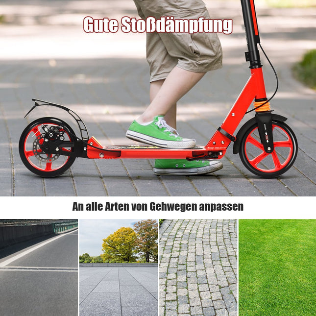 Kids' Adjustable Kick Scooter, Foldable, Red