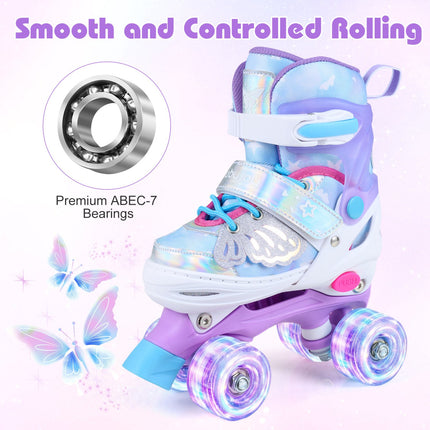 Kids Adjustable Roller Skates, Light-Up Wheels, Ages 5-7, Blue