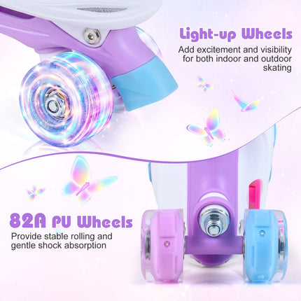 Kids Adjustable Roller Skates, Light-Up Wheels, Ages 5-7, Blue
