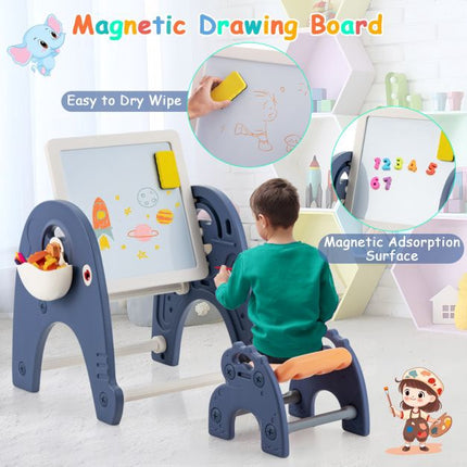 Kids Art Easel Set, Magnetic Whiteboard, Stool, 66 Blocks