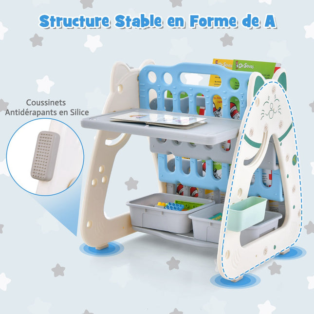 Kids Art Easel With Stool – 3-In-1 Magnetic Dry Erase Book Rack