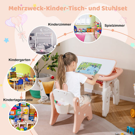 Kids' Art Table & Chair Set with Adjustable Height, Pink