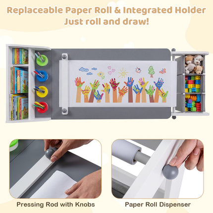 Kids Art Table & Chair Set with Paper Roll, Gray