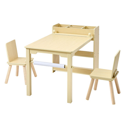 Kids Art Table and 2 Chairs with Storage Cabinet