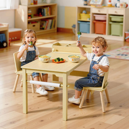 Kids Art Table and 2 Chairs with Storage Cabinet