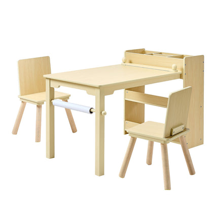 Kids Art Table and 2 Chairs with Storage Cabinet
