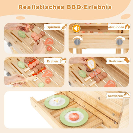 Kids BBQ Playset with Play Food & Grill Tools & Accessories Kitchen Set