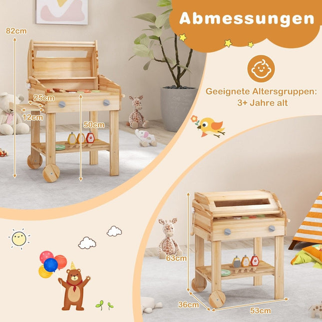 Kids BBQ Playset with Play Food & Grill Tools & Accessories Kitchen Set