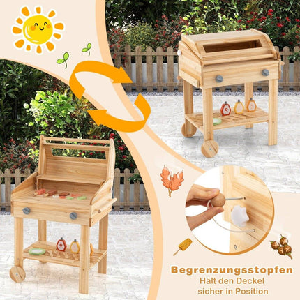 Kids BBQ Playset with Play Food & Grill Tools & Accessories Kitchen Set