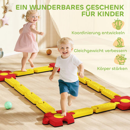 Kids Balance Beam Set, Customizable, Plastic, Yellow/Red