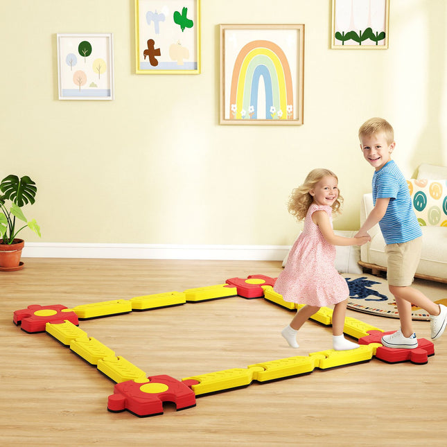 Kids Balance Beam Set, Customizable, Plastic, Yellow/Red