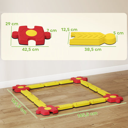 Kids Balance Beam Set, Customizable, Plastic, Yellow/Red