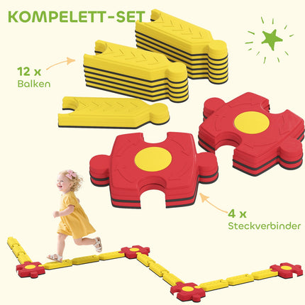 Kids Balance Beam Set, Customizable, Plastic, Yellow/Red