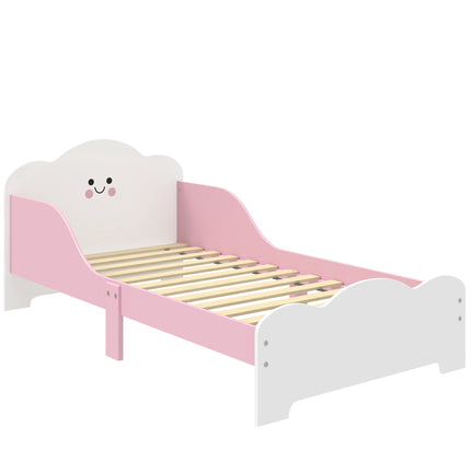 Kids Bed Frame 140x70 cm, Low Floor Guard Rails, Pink