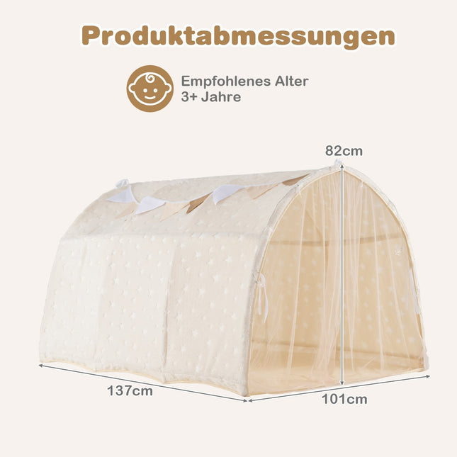 Kids Bed Tent with Glow Stars & Net Curtains