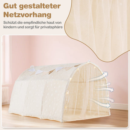 Kids Bed Tent with Glow Stars & Net Curtains