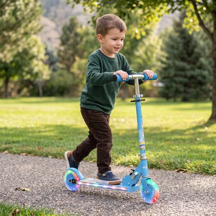 Kids' Blue Scooter with LED Wheels, Adjustable Handlebar