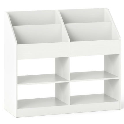 Kids Bookshelf, 3-Tier Display Rack, 4 Compartments, White