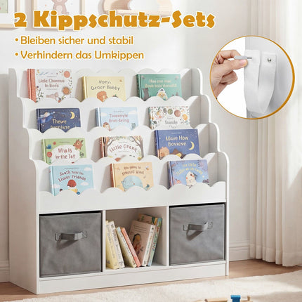 Kids Bookshelf with 2 Fabric Drawers and 4 Shelves