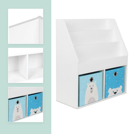 Kids' Bookshelf with Fabric Boxes and Shelves