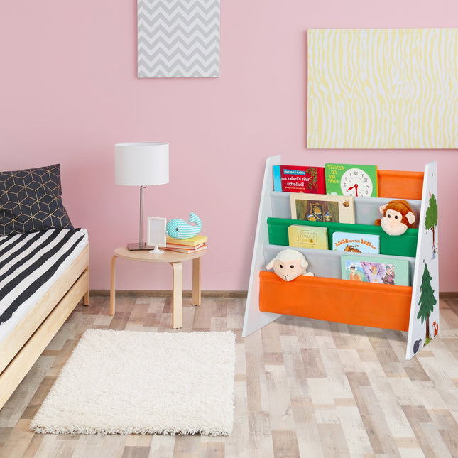 Kids' Bookshelf with Forest Animal Design