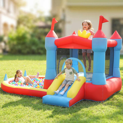 Kids Bounce House with Slide, Pool, Basketball, 350W Blower