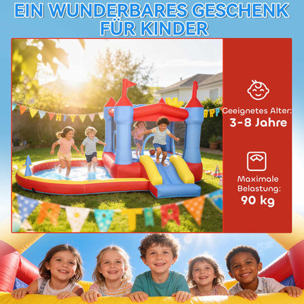 Kids Bounce House with Slide, Pool, Basketball, 350W Blower