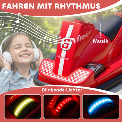 Kids Bumper Car, 360 Spin, LED Lights, Music, Ages 3-8