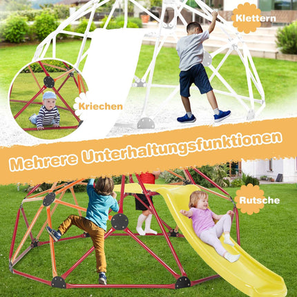 Kids Climbing Dome with Slide, 180kg Capacity, Orange/Red