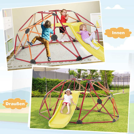Kids Climbing Dome with Slide, 180kg Capacity, Orange/Red