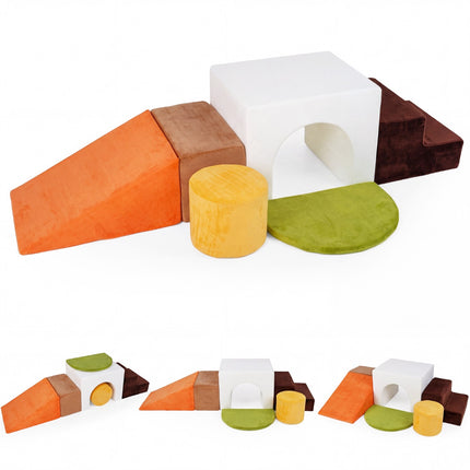 Kids Climbing Foam Blocks Set, 6-Piece With Slide, Velvet