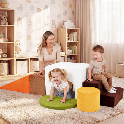 Kids Climbing Foam Blocks Set, 6-Piece With Slide, Velvet