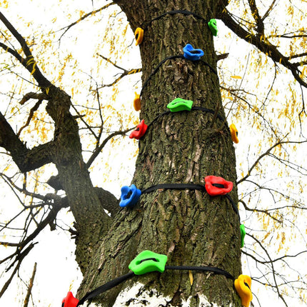 Kids Climbing Holds Set, 18-Piece Tree Mount With Ratchets