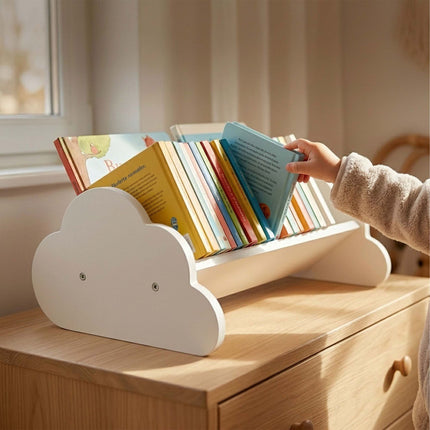 Kids' Cloud Bookshelf, White MDF, 17x43x29 cm