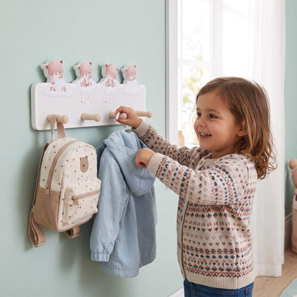 Kids' Coat Rack with 4 Hooks, 15 x 38 cm, MDF & Pine
