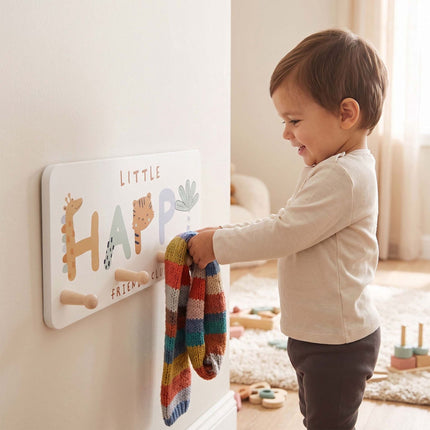 Kids' Coat Rack with 4 Hooks, 20x40 cm, MDF/Pine