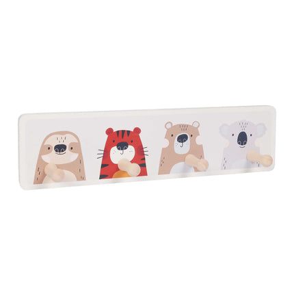 Kids' Coat Rack with 4 Hooks, MDF & Pine, 10x38 cm
