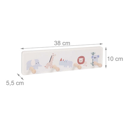 Kids' Coat Rack with 4 Hooks, MDF & Pine, 10x38 cm