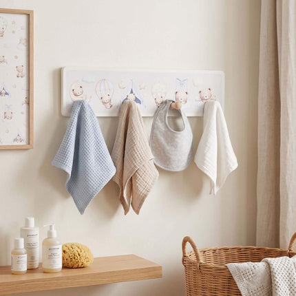 Kids' Coat Rack with 4 Hooks, MDF & Pine, 10x38 cm