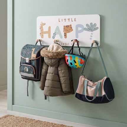 Kids' Coat Rack with 4 Hooks, MDF & Pine, 20x40 cm