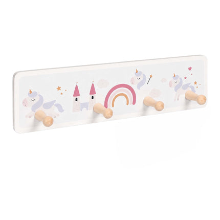 Kids' Coat Rack with 4 Hooks, MDF and Pine, 10x38 cm