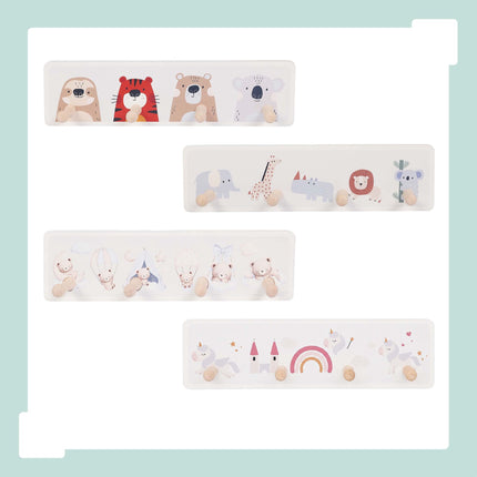 Kids' Coat Rack with 4 Hooks, MDF and Pine, 10x38 cm