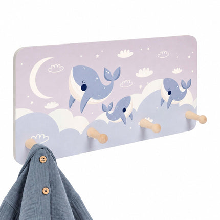 Kids' Coat Rack with 4 Hooks, MDF and Pine, 20x40 cm