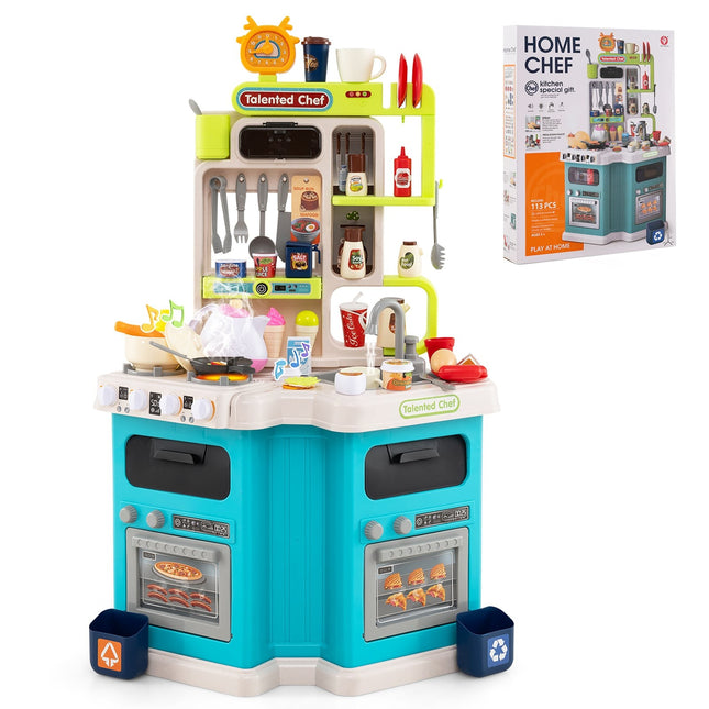 Kids' Corner Kitchen Playset with Lights & Sounds, 75 Pieces