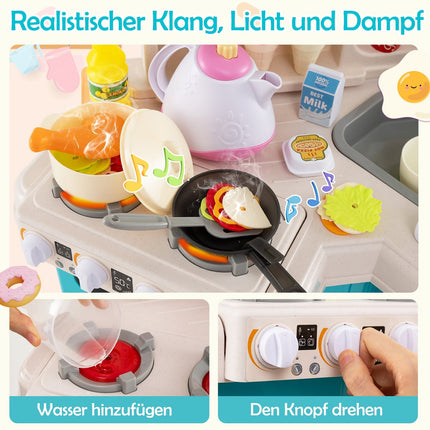 Kids' Corner Kitchen Playset with Lights & Sounds, 75 Pieces